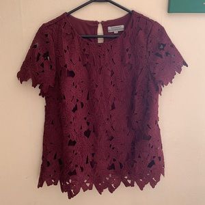 Wine Red Floral World Market Blouse